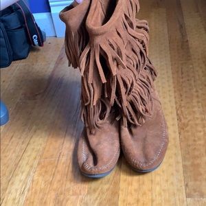 Minnetonka fringe boots.